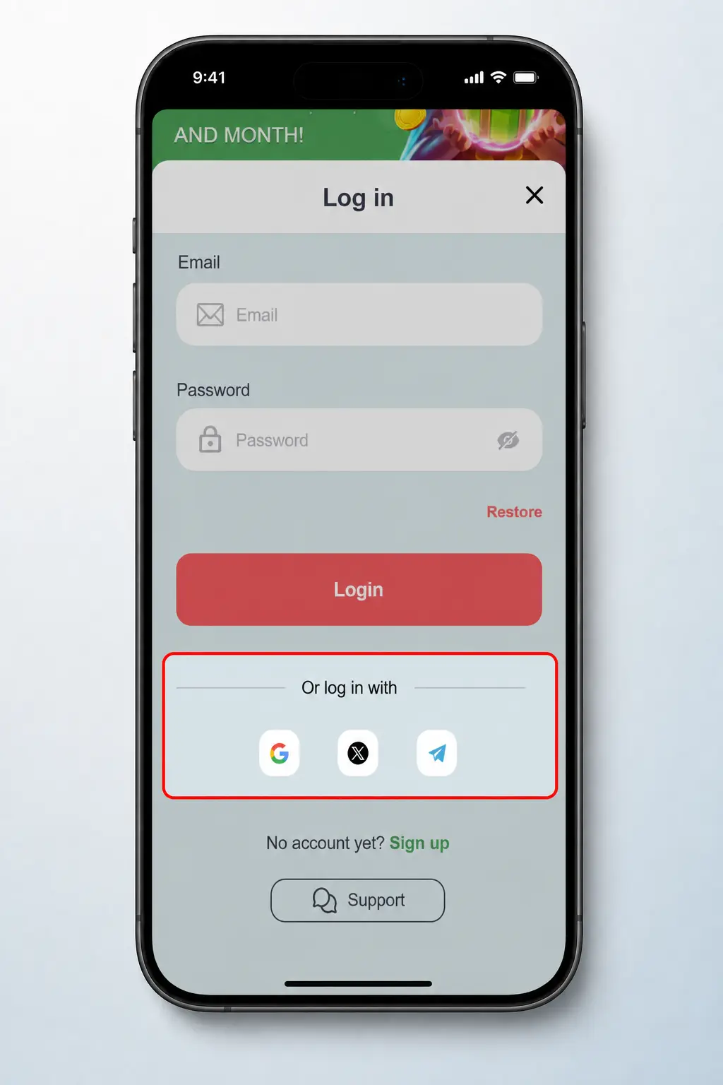 Agent No Wager login screen showing sign in steps for account access, balance, bonuses and bet history