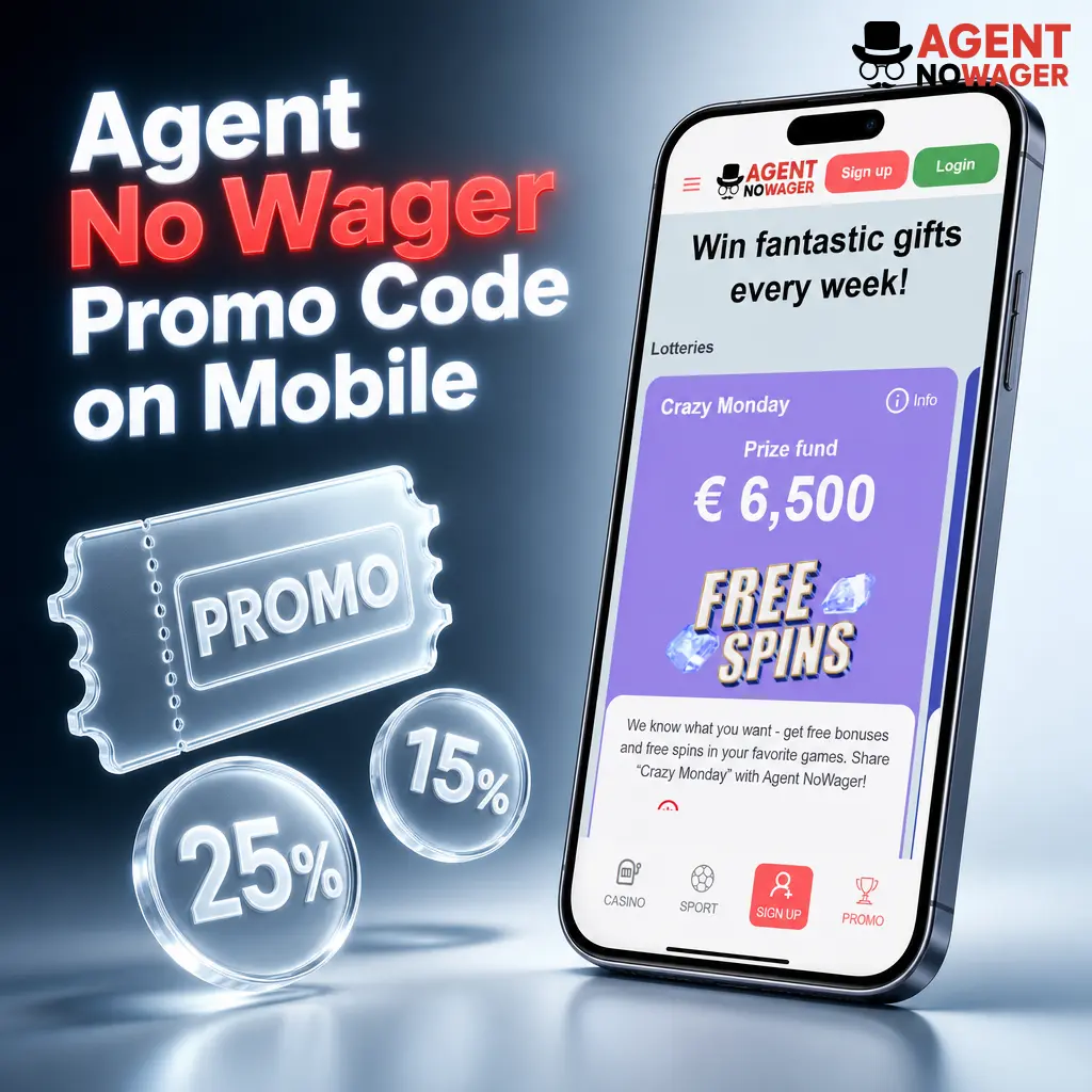 Agent No Wager promo code entry screen on mobile app for Android and iOS players