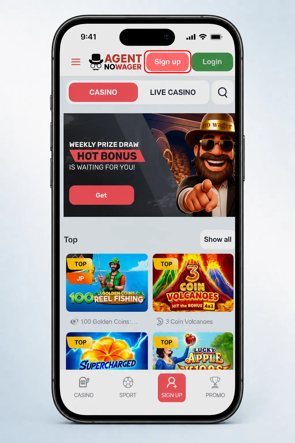 Step-by-step guide to registering an account on Agent No Wager United Kingdom website