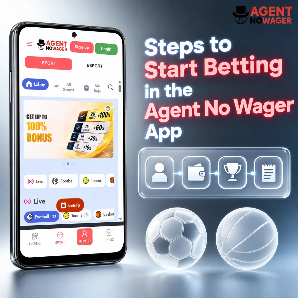 Four steps to place a bet on the Agent No Wager app: log in, deposit funds, pick a market, confirm your stake.