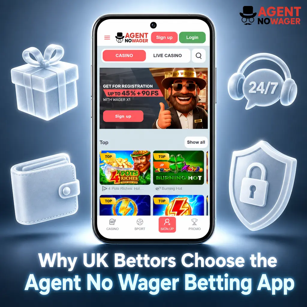 Agent No Wager betting app interface showing bet slip, live streaming, and Premier League odds boost features